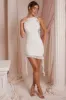 Backless Ruffle Detailing Mini Dress in Ivory sold by Oh Polly
