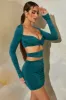 Long Sleeve Cut Out Mini Dress in Teal sold by Oh Polly