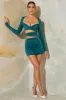 Long Sleeve Cut Out Mini Dress in Teal sold by Oh Polly