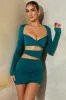 Long Sleeve Cut Out Mini Dress in Teal sold by Oh Polly