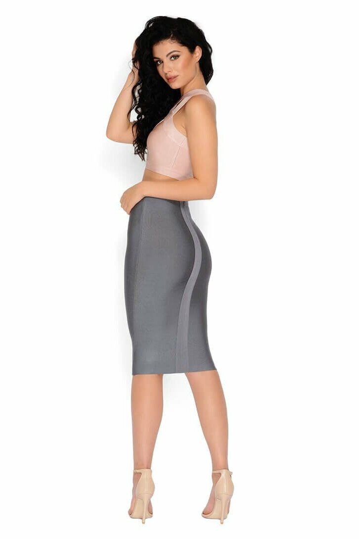 Smooth Over Bandage Midi Skirt in Sharkskin Grey sold by Oh Polly product image thumbnail 9