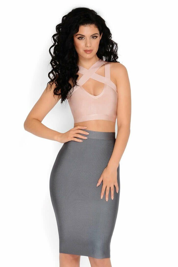 Smooth Over Bandage Midi Skirt in Sharkskin Grey sold by Oh Polly product image thumbnail 3