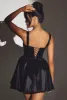 Woven Taffeta Corset Mini Dress in Jet Black sold by Oh Polly