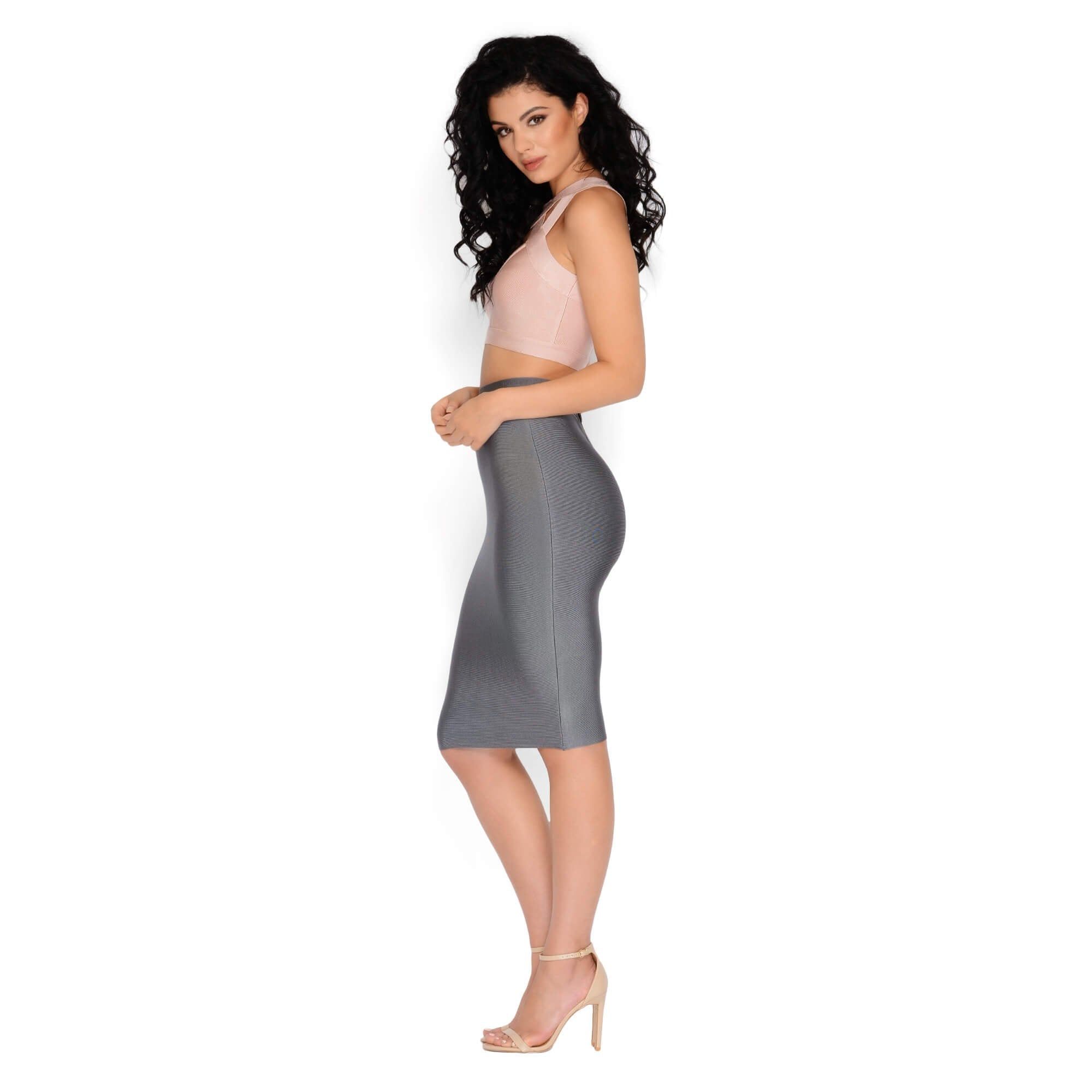 Smooth Over Bandage Midi Skirt in Sharkskin Grey sold by Oh Polly product image thumbnail 11