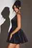 Woven Taffeta Corset Mini Dress in Jet Black sold by Oh Polly