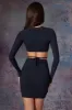 Long Sleeve Cut Out Mini Dress in Midnight Black sold by Oh Polly