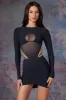 Long Sleeve Cut Out Mini Dress in Midnight Black sold by Oh Polly