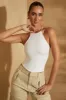 Racer Neck Ribbed Tank Top in White sold by Oh Polly