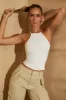 Racer Neck Ribbed Tank Top in White sold by Oh Polly