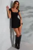 Open Back A-Line Mini Dress in Black sold by Oh Polly
