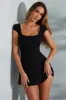 Open Back A-Line Mini Dress in Black sold by Oh Polly
