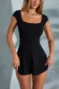 Open Back A-Line Mini Dress in Black sold by Oh Polly