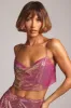 Premium Chainmail Cowl Neck Crop Top in Multi Pink sold by Oh Polly