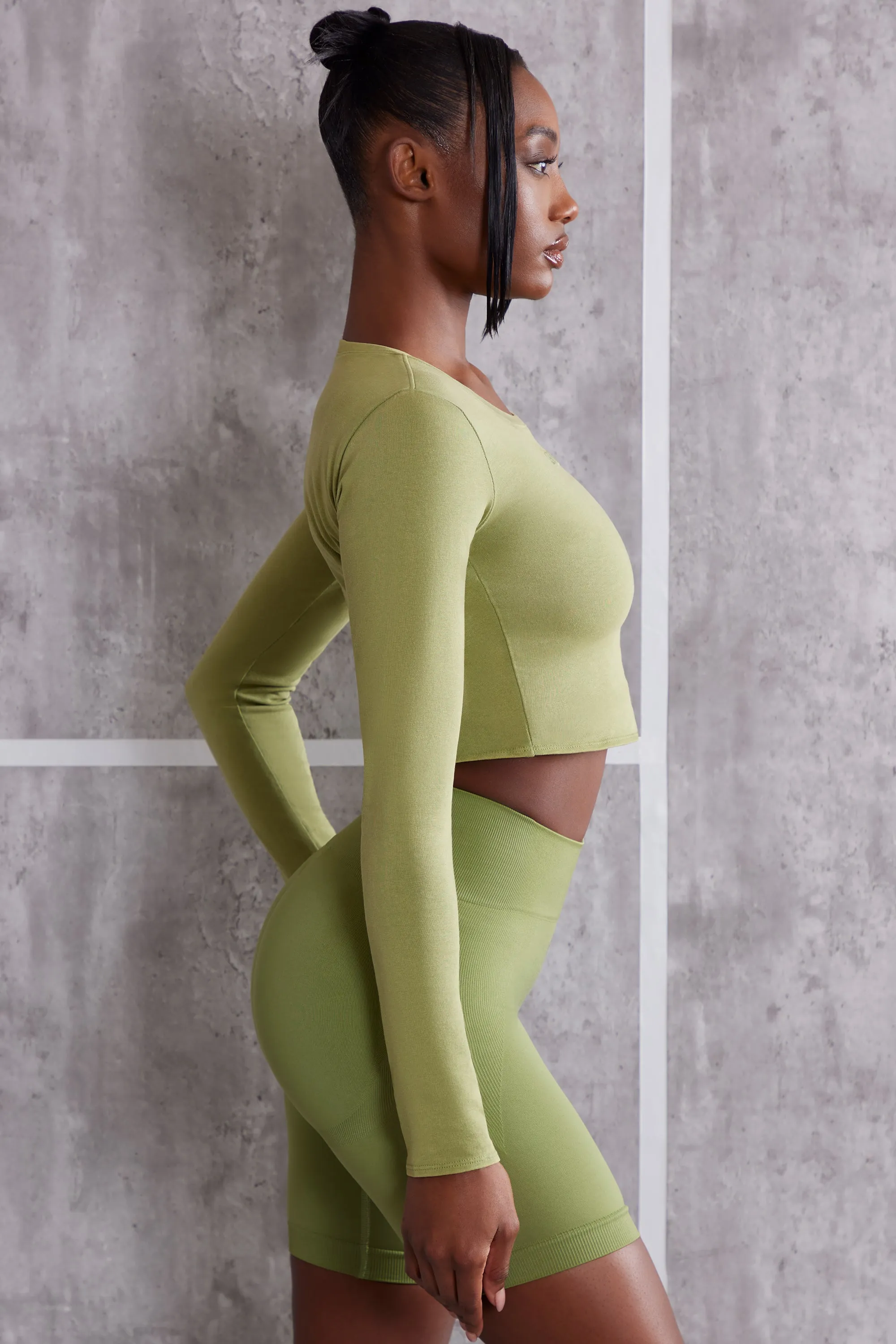Long Sleeve T-Shirt in Olive sold by Oh Polly product image thumbnail 3
