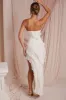 Bandeau Ruffle Detail Maxi Dress in Ivory sold by Oh Polly
