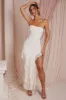Bandeau Ruffle Detail Maxi Dress in Ivory sold by Oh Polly