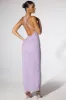 Embellished Plunge Neck Low Back Evening Gown in Lilac sold by Oh Polly