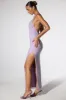 Embellished Plunge Neck Low Back Evening Gown in Lilac sold by Oh Polly