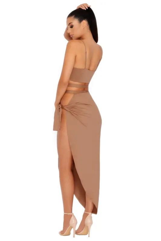 Slit To Kill Knot Front Bralet in Brown sold by Oh Polly
