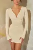 Long Sleeve Cowl Neck Corset Mini Dress in Stone sold by Oh Polly