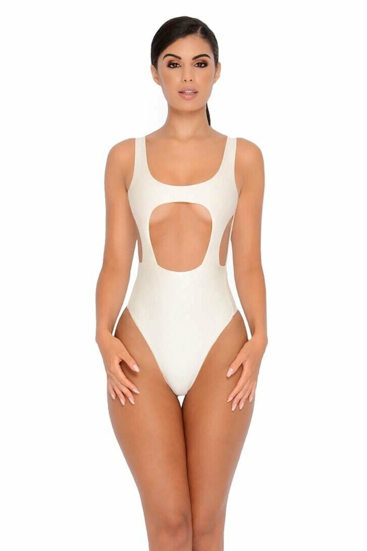 Hole In One Cut Out High Leg Swimsuit in Ivory sold by Oh Polly product image thumbnail 10