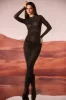 Embellished Long Sleeve Maxi Dress in Black sold by Oh Polly