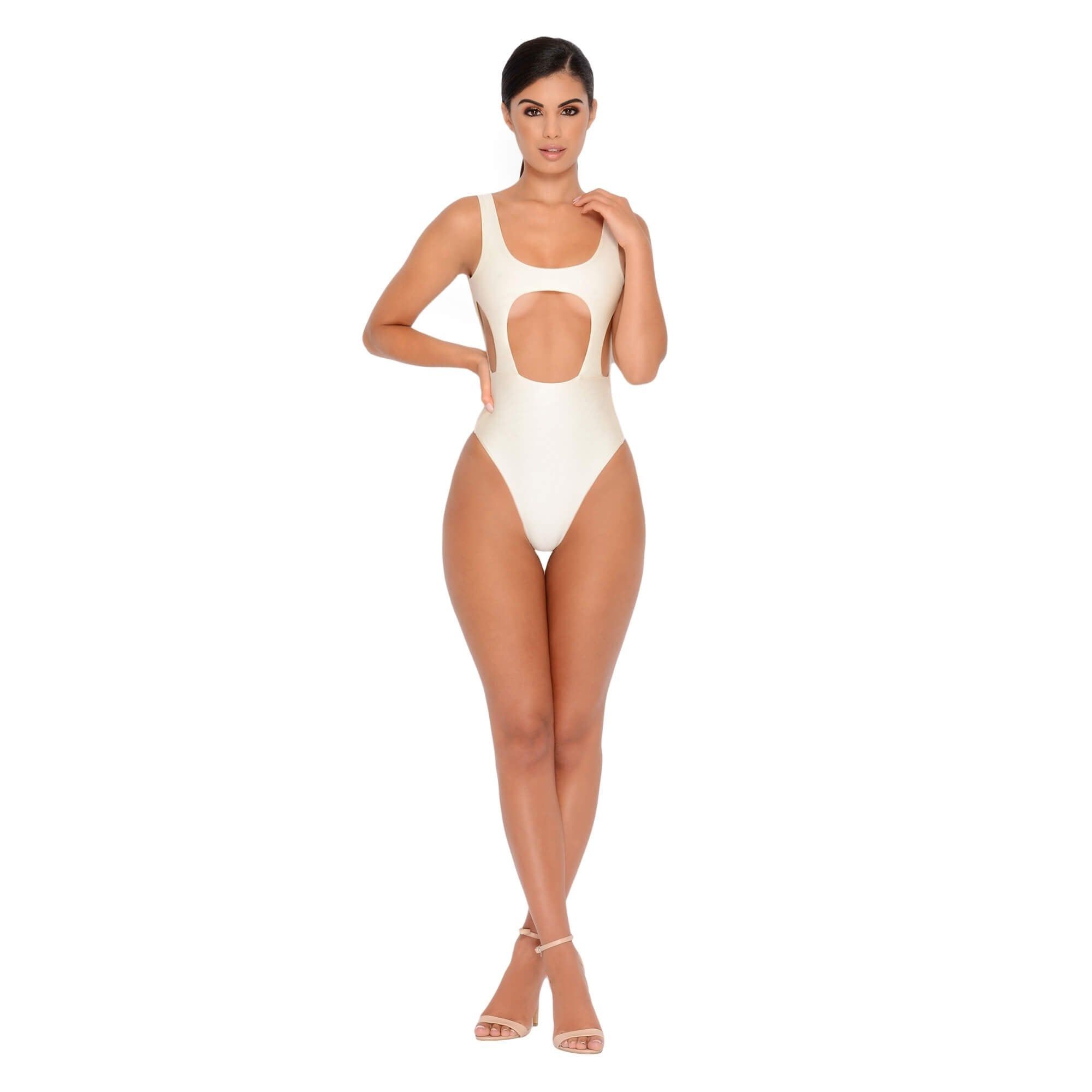 Hole In One Cut Out High Leg Swimsuit in Ivory sold by Oh Polly product image thumbnail 8