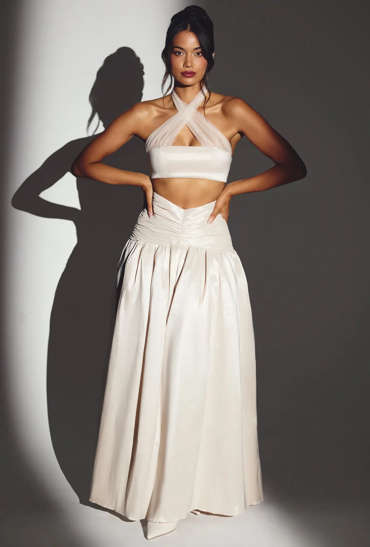 Woven Twill Voluminous Maxi Skirt in Ivory sold by Oh Polly product image thumbnail 5