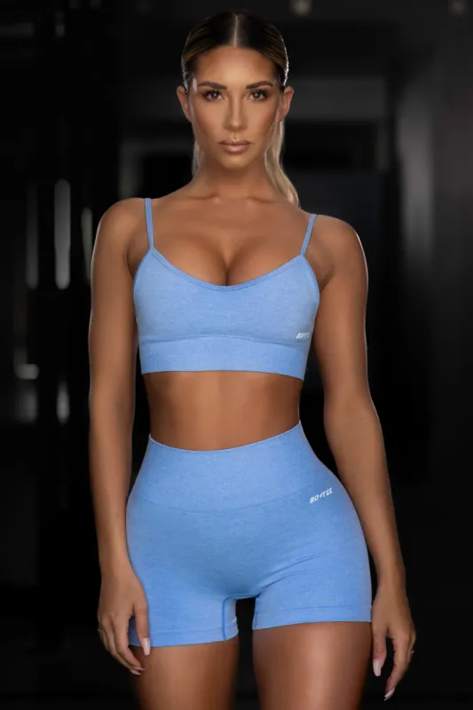 Empower Seamless V Neck Sports Bra in Blue sold by Oh Polly