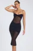 Sheer Panelled Draped Midaxi Dress in Black sold by Oh Polly