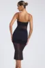 Sheer Panelled Draped Midaxi Dress in Black sold by Oh Polly