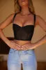 Mesh Underwired Corset Crop Top in Black sold by Oh Polly