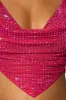 Embellished Cowl Neck Open Back Crop Top in Hot Pink sold by Oh Polly