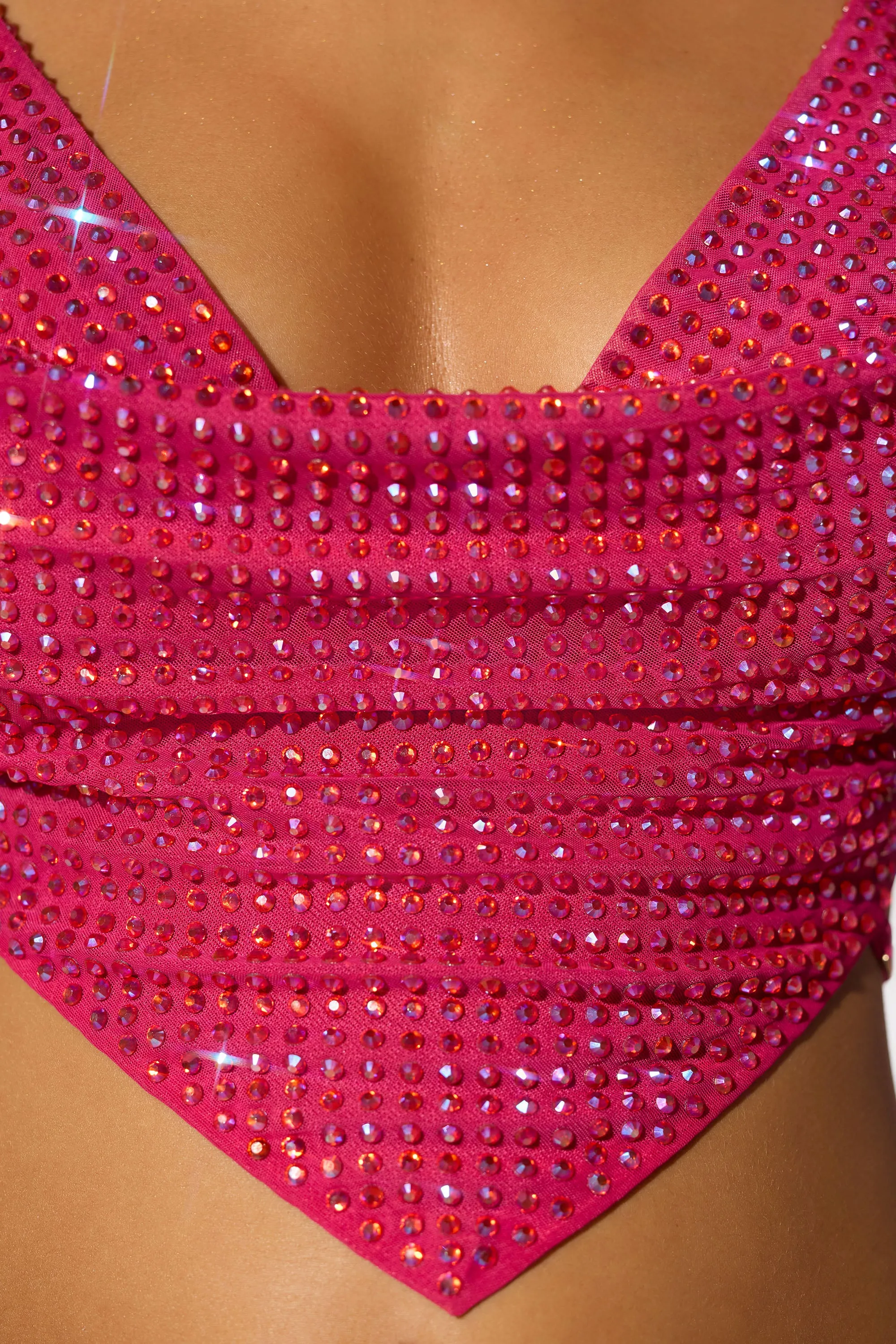 Embellished Cowl Neck Open Back Crop Top in Hot Pink sold by Oh Polly product image thumbnail 5