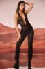 Tall Embellished Plunge Neck Jumpsuit in Black sold by Oh Polly