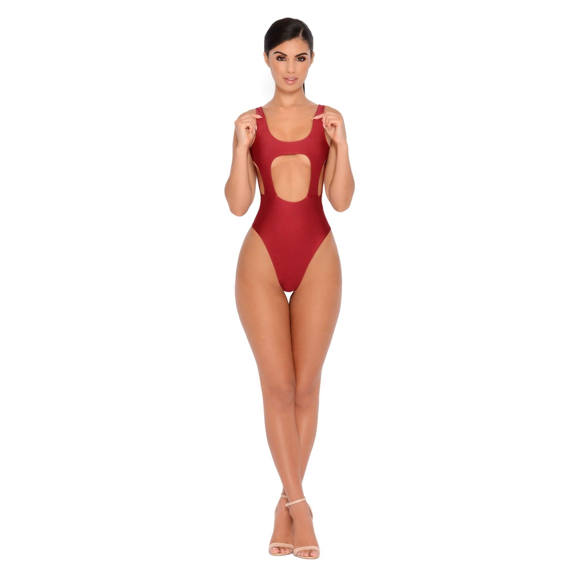 Hole In One Cut Out High Leg Swimsuit in Red sold by Oh Polly product image thumbnail 6