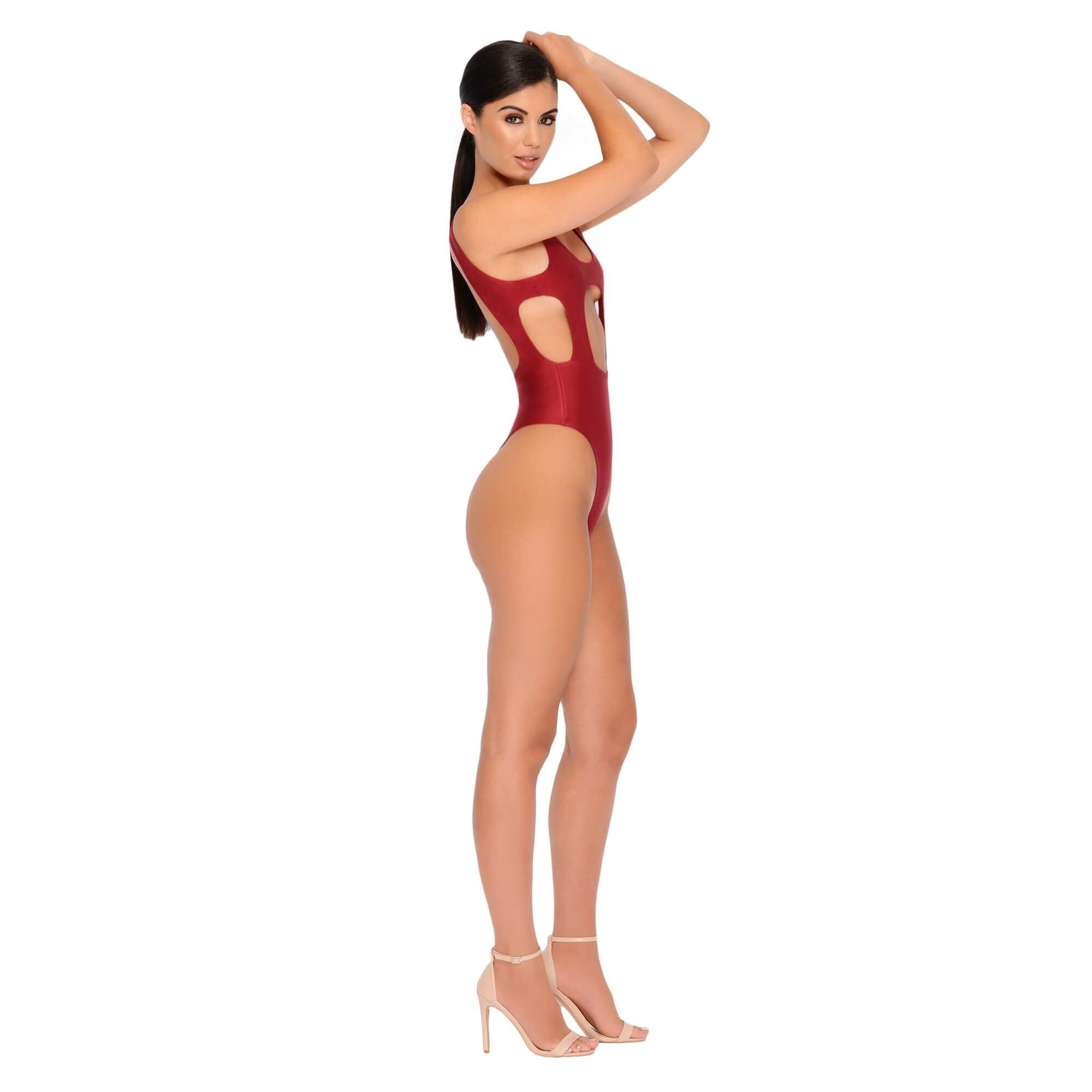 Hole In One Cut Out High Leg Swimsuit in Red sold by Oh Polly product image thumbnail 3