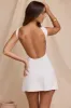 High Neck Open Back Mini Dress in White sold by Oh Polly