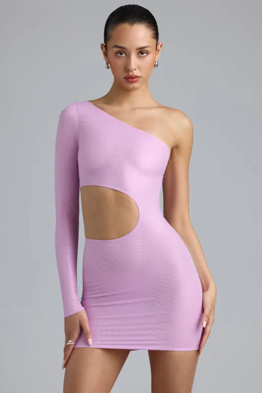 Single Sleeve Cut Out Mini Dress in Plum | Parallel
