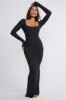 Ribbed Modal Mid Rise Maxi Skirt in Black sold by Oh Polly
