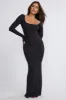 Ribbed Modal Mid Rise Maxi Skirt in Black sold by Oh Polly