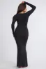 Ribbed Modal Mid Rise Maxi Skirt in Black sold by Oh Polly