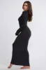 Ribbed Modal Mid Rise Maxi Skirt in Black sold by Oh Polly