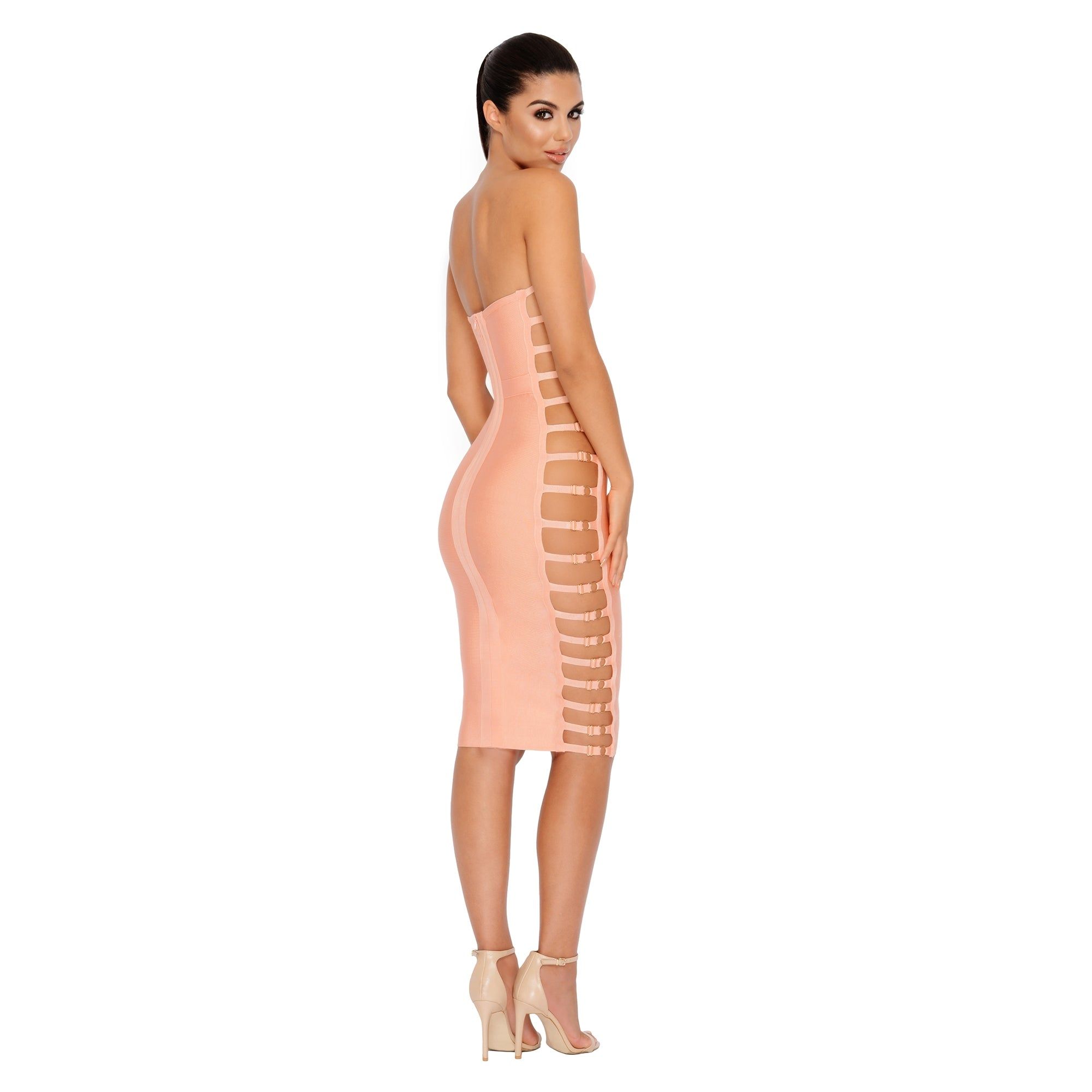 Side Or Die Chick Bandage Bandeau Dress in Peach sold by Oh Polly product image thumbnail 7