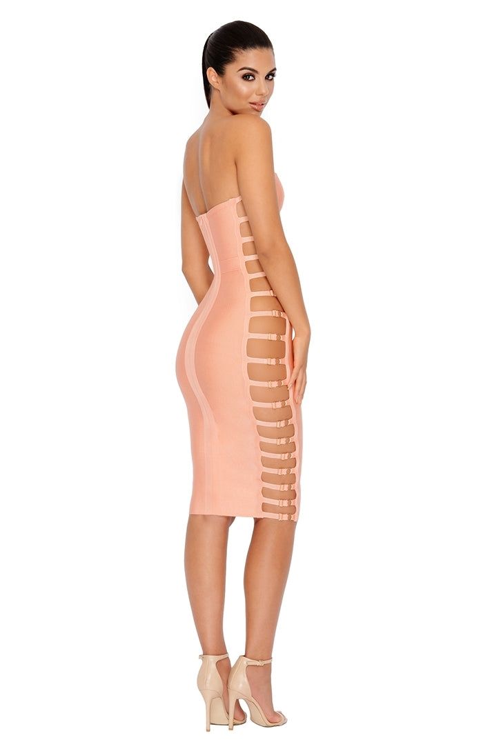 Side Or Die Chick Bandage Bandeau Dress in Peach sold by Oh Polly product image thumbnail 13
