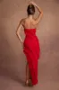 Bandeau Ruffle Detail Maxi Dress in Red sold by Oh Polly