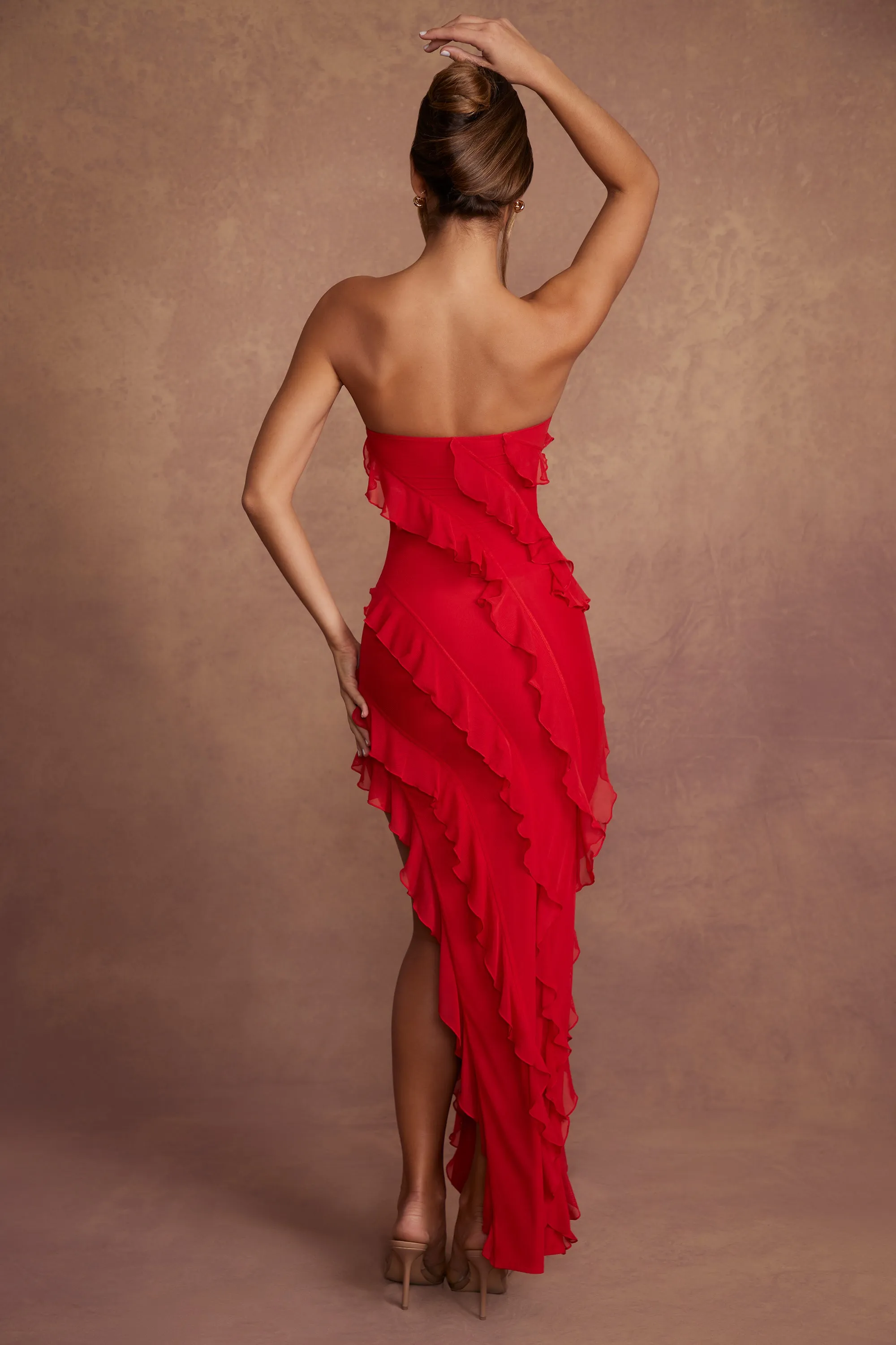 Bandeau Ruffle Detail Maxi Dress in Red sold by Oh Polly product image thumbnail 2