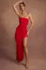 Bandeau Ruffle Detail Maxi Dress in Red sold by Oh Polly