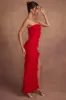 Bandeau Ruffle Detail Maxi Dress in Red sold by Oh Polly