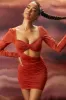 Long Sleeve Cut Out Mini Dress in Rust sold by Oh Polly